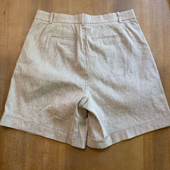 FRAME Linen Shorts Pleated Size 4 Stretch High Rise Cuffed‎ Hem - Picture 10 of 11